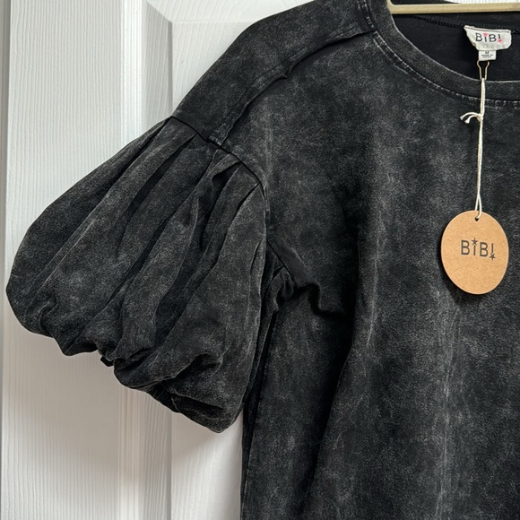 NWT BiBi Mineral Washed Charcoal Black Pocketed Top - Picture 8 of 8